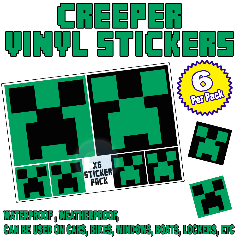 CREEPER STICKER PACK Self Adhesive Gamer Minecraft Hoodies also