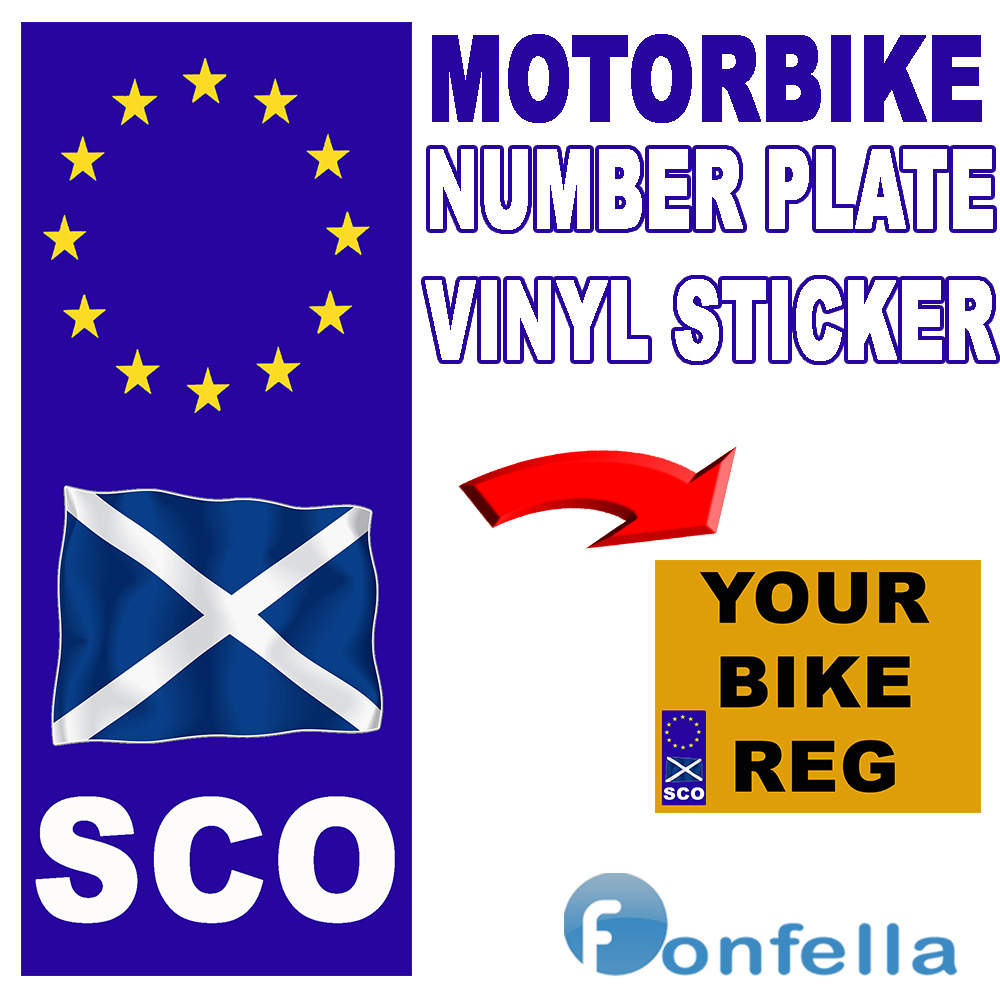 2 x MOTORBIKE SCOTLAND EURO GB NUMBER PLATE STICKERS STICKER EUROPEAN